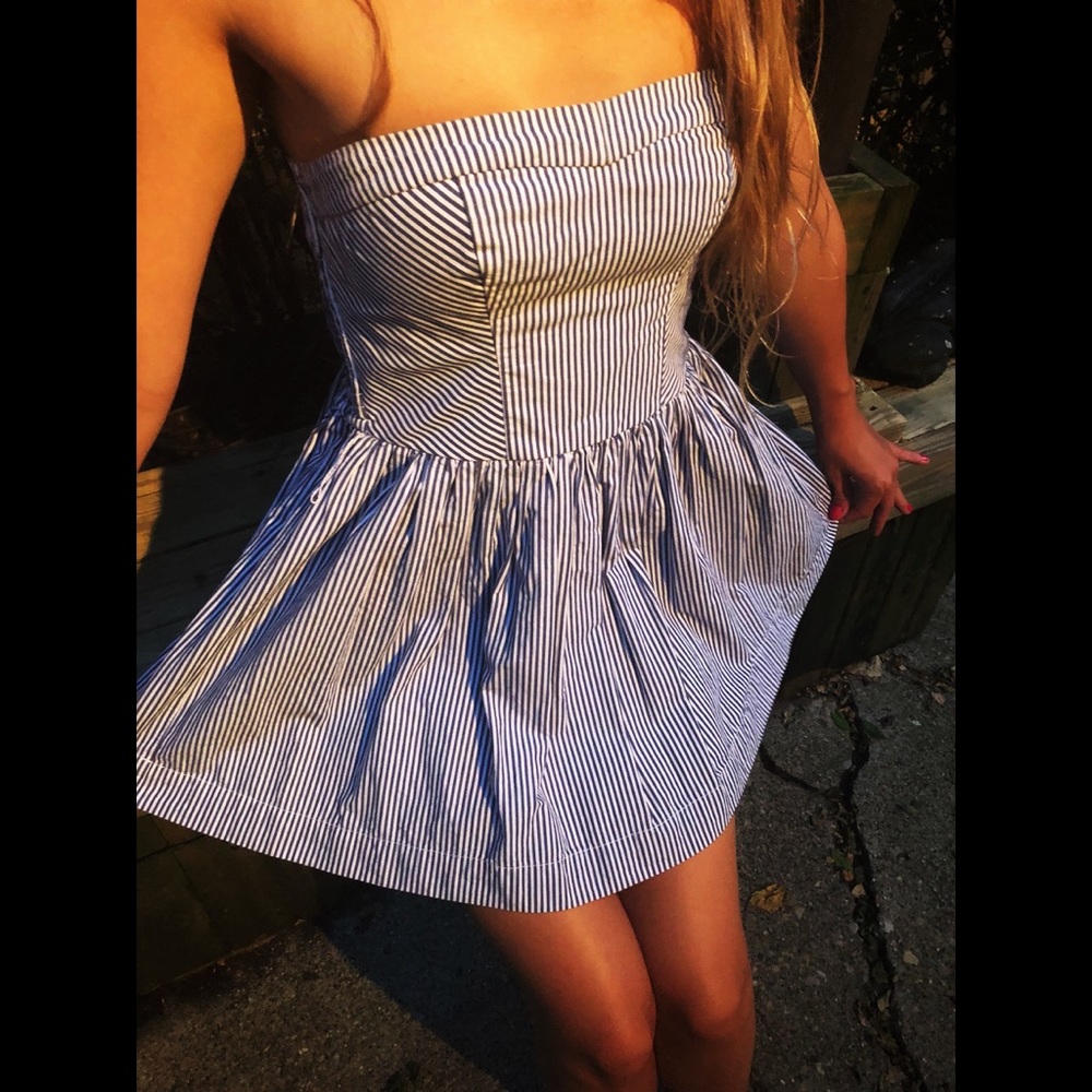 Strapless Striped Mini Dress